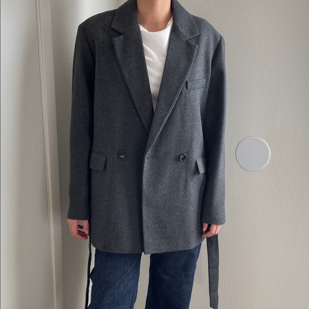Zara oversized Charcoal Double-Breasted Trench Coat
